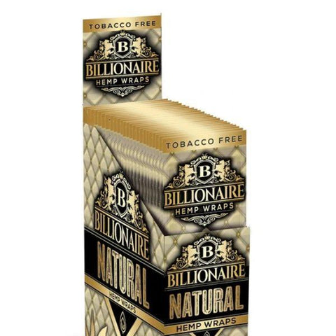 Billionaire Hemp Wraps Natural Flavor 25 Packs Per Box 2 Wraps Per Pack-Papers and Cones