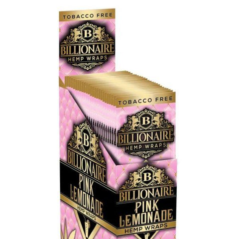 Billionaire Hemp Wraps Pink Lemonade Flavor 25 Packs Per Box 2 Wraps Per Pack-Papers and Cones