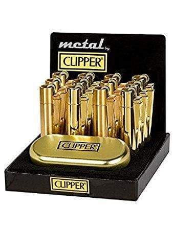 Clipper Full Metal Gold Lighter With Case (12 Count)