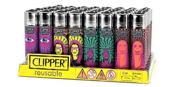 Clipper Lighter - Psychedelic 17A Pattern - (48 Count Display)