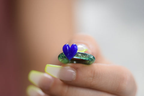Custom Heady Glass - Heart Ring - Size 7.5 - (1 Count)