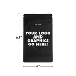 DEPOSIT FOR Custom Printed Child Resistant 1/4 Oz Mylar Bag - Opaque Black or White- 4" x 7"