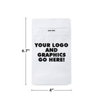 DEPOSIT FOR Custom Printed Child Resistant 1/4 Oz Mylar Bag - Opaque Black or White- 4" x 7"