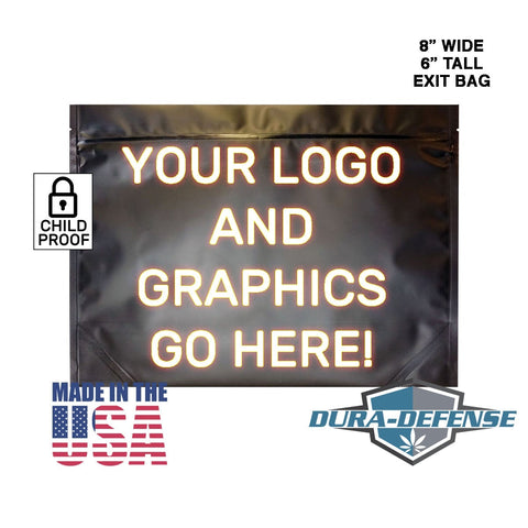 DEPOSIT FOR Custom Printed Child Resistant Mylar Bag Dura-Defense Mylar Exit Bag - Opaque - 8" x 6"