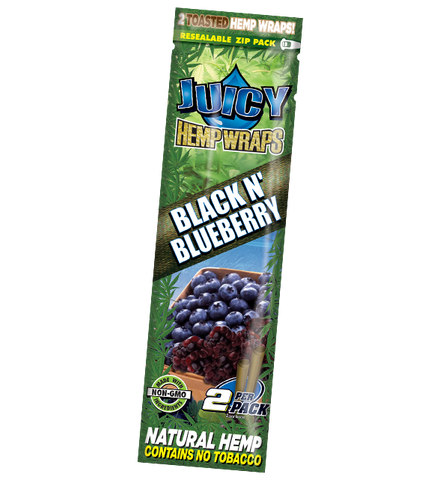 Juicy Hemp Wraps Black & Blueberry - 2 Wraps Per Pack - (25 Count Display)-Papers and Cones