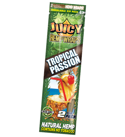 Juicy Hemp Wraps Tropical Passion - 2 Wraps Per Pack - (25 Count Display)