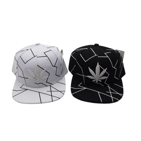 Leaf  With Lightning Pattern Snap Back Flat Bill Hat - (1CT, 3CT OR 6 Count)