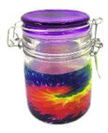 Medium Glass Stash Jar With Air Tight Closure Clamp - Various Designs - (1 Count)