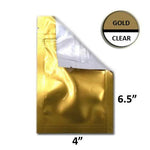 Mylar Bag Vista Gold/Clear - 1/4 Oz - 7 Grams - 4 x 6.5" (100, 500 or 1,000 Count)