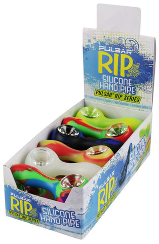 Pulsar RIP Silicone Spoon Pipes Display 3.85" - Assorted Colors - (12 Pipes Per Display)