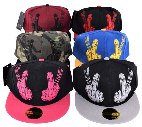 Snap Back Flat Bill - Middle Finger Hat (1 Count)