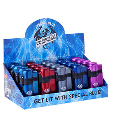 Special Blue Turbo Metal Torch Lighter - (20 Count Display)