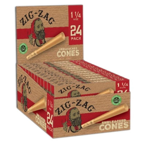 Zig Zag 1 1/4 Unbleached Cones 24 Per Pack - (12 Count Per Display)