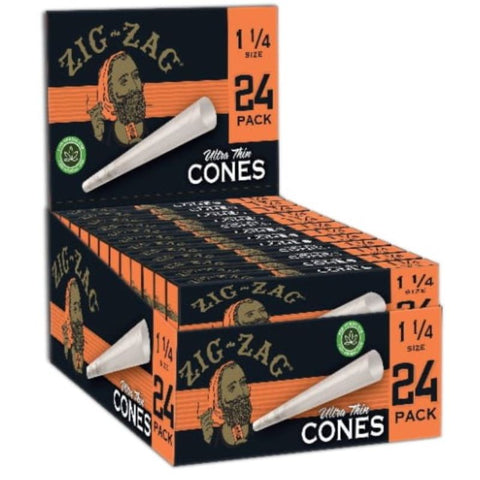 Zig Zag Ultra Thin 1 1/4 Cones - 24 Cones Per Pack - (12 Count Display)