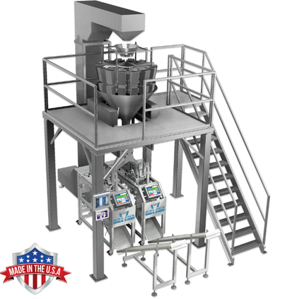 AUTOMATED CANNABIS AND MARIJUANA DUAL-BAGGING PRE-MADE POUCH PACKAGING SYSTEM