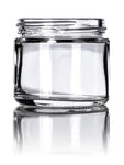 2oz Clear Glass Straight-Sided Jar - White Smooth or Black Ribbed Lids (Various Counts)